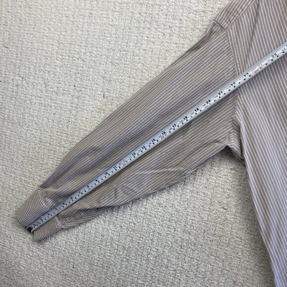 Tommy Hilfiger Stripped Shirt Men's Sz 17 Striped Crest Lion Down Casual Preppy - Picture 10 of 15